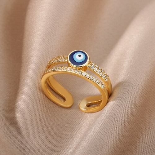 Lucky turec Evil Eye pierścionki dla kobiet otwieranie regulowany